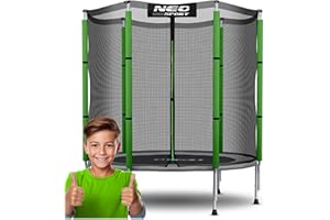 ‎NEO-SPORT Neo-Sport Trampolin Für Kinder Outdoor Garten Mit Externem Sicherheitsnetz 140 cm 4,5 ft Schwarz Grün