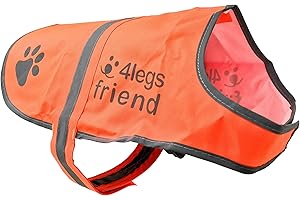 4LEGSFRIEND Cane riflettente di sicurezza gilet 5 misure adatte a cani 4-60 kg, giorno e notte ad alta visibilità per attività all' aperto, Mantieni il tuo cane visibile, al sicuro da auto e caccia incidenti