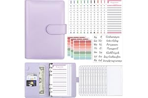 KIHONI Binder Budget Planner - Organizer per soldi con 12 tasche per rilegatura, 12 fogli di budget in tedesco, per etichette, per viaggi, diario e regalo