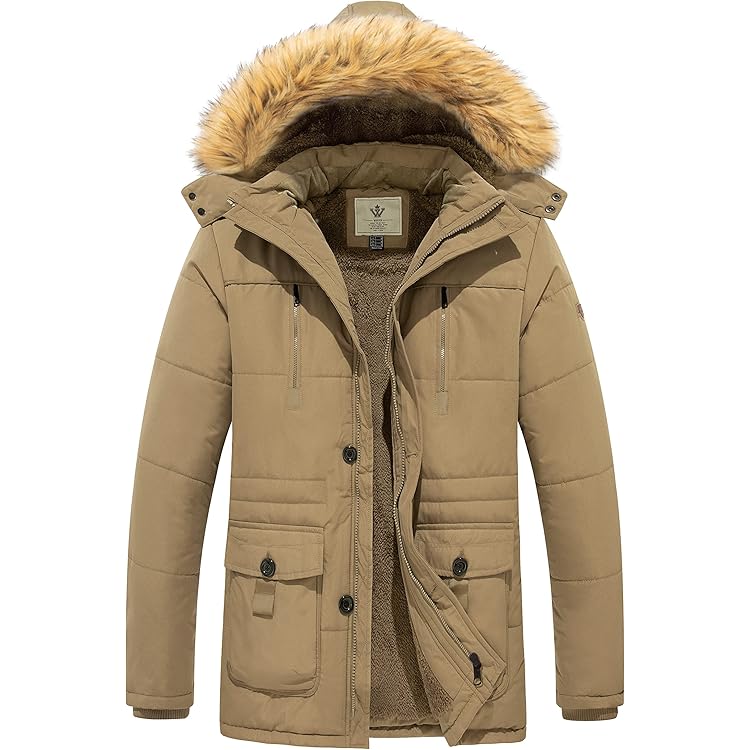 Manteau D'hiver Parka Homme FNKDOR - Capuche Amovible Fourrure - Chaud Et Pratique Pour Extérieur