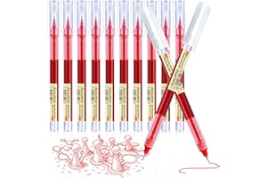 Surcotto Długopisy żelowe, 12 szt. czerwonych długopisów żelowych 0,5 mm, ultra szybkoschnące, wodoodporne pióro żelowe do pisania, rysowania i konturowania, czerwone długopisy dla studentów,