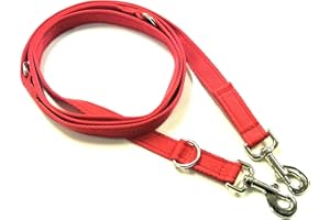 CHURCH PRODUCTS UK 8ft Dog Training Lead Police Style Obedience Multi-Functional Dog Lead 20mm Cushioned Webbing (Red, 8ft Long)