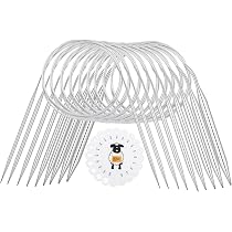Coopay Ferri circolari per maglieria, 120 cm, 9 ferri da maglia circolari in acciaio inox, 2,0/2,5/3,0/3,5/4,0/4,5/5,0/5,5/6,0 mm, ferri circolari da maglia da 120 cm per maglioni calzini