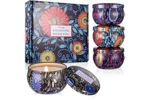 Viesap Bougies Parfumées, 4PCS Cire de Soja Naturel, Bougie Parfumées Ensemble Cadeau, Lavande, Citron, Cadeau Bougies Femme pour L'aromathérapie Bath Yoga, Mariage, La Saint-Valentin, Noël.