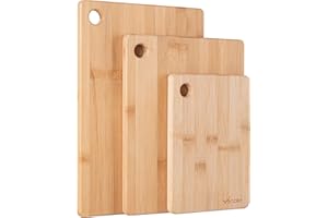 Vencier Thick Wooden Cutting Boards Set - Perfect for Meat Carving, Vegetable and Bread Cutting - Bamboo Chopping Board Ensemble (3pc Set)