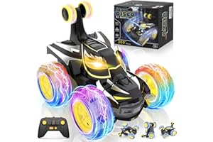 FUIOCOCP Coche Teledirigido para Niños 3 4 5 6 7 8 9 10 Años, 2.4Ghz Radiocontrol Monster Truck con Luces Remote Control Car, 360° Acrobacia Bat RC Coches Juguetes Regalo Cumpleaños Navidad Juegos Infantiles
