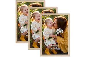 Hoikwo Lot de 3 Cadre Photo 20x30 cm Bois, Cadre 20x30 Naturel - Pour Salon, Chambre, Photos, Documents, Accrochage Mural ou Décoration de Table
