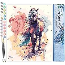 Auremi Kit Cheval Peinture Par Numéros Avec Cadre Bois