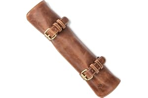 Angus Stoke Sam Sac à Couteaux en Cuir véritable pour Couteaux de Chef, Grand Sac à Couteaux, verrouillable, Sac de Cuisine Sam