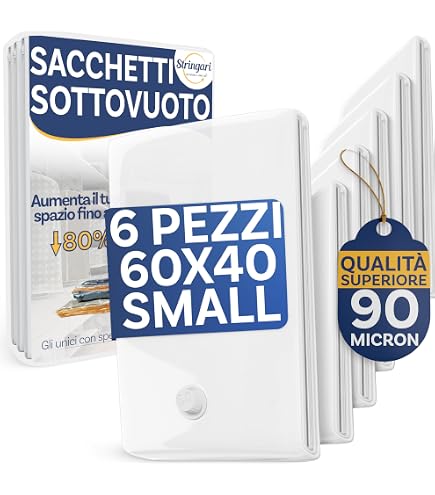 6 Buste Salvaspazio Sottovuoto Con Valvola - Set Misto 50x60, 60x80, 70x110 Cm - Riutilizzabili, Antitarmico, Proteggono Da Polvere E Umidità - 2