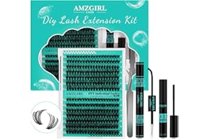 AMZGIRL LASH Kit de Extensión de Pestañas,Kit de Racimo de Pestañas con Fijador y Sellador de Pestañas,280Pcs Kit de Extensión de Pestañas Herramienta Aplicadora y Removedor para Kit de Extensiones(6080,8-16 Kit)