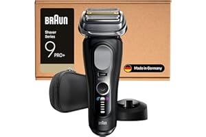 Braun Serie 9 PRO + Rasoio Elettrico Barba, Wet&Dry, 5+1 Lame Di Precisione Ultra Sottili, Regolabarba Uomo, Rasoio Barba, 60 Min Utilizzo, Base Di Ricarica, Regolabarba Braun, 9610SI, Nero