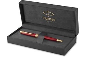 ‎PARKER Parker Sonnet Kugelschreiber | Rote Lackierung mit Goldzierteilen | Mittlere Spitze | schwarze Tinte | Geschenkbox