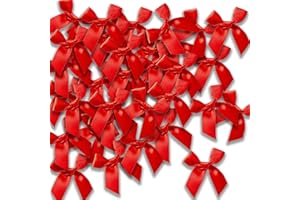 JKDHJK 48 Stück Schleife, Mini Rote Schleifen rot, kleine schleifen rot Dekoration Diy Handwerk Für Weihnachten Valentinstag Karten Hochzeit Party Dekorationen（5 cm Breite）