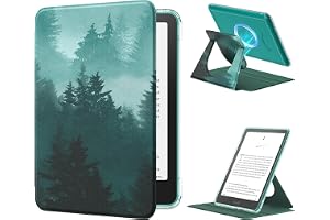 MoKo 360°Rotating Detachable Case for 7" eBook Reader, Green Forest | Clear Back, Detachable Magnetic, Adjustable Stand Cover, Auto Wake/Sleep, Not for TCL Remarkable Kobo
