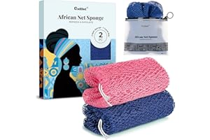 CORATED 2 pezzi Rete Africana per Esfoliazione, Reti Spugnetta per il Bagno, Pulizia Estetica della Pelle per Doccia e SPA (Rosa e Blu)