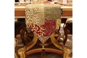 TOPLUXE Table Runner with Handmade Tassels, Table Runner for Dining Room/Restaurant/Banquet/Festival Decoration (33x274cm, Patchwork)