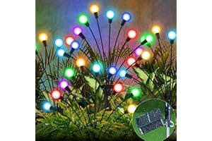 GCMacau Solar Firefly Lights, New Upgraded 40 LED Multicolour Solar Garden Swaying Lights, Swaying with The Wind, Solar Outdoor Lights, Waterproof Patio Patio Path Decoration, Multi-Colour (4 Pack)