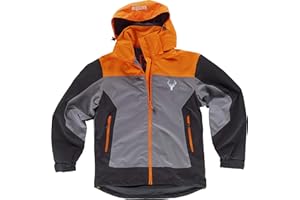 Work Team Chaqueta Caza y Pesca Impermeable combinada Tricolor. Cuello Alto y Capucha Desmontable con cordón elástico y Pieza Ajustable. Cubrecosturas Hombre