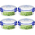 Sistema KLIP IT PLUS Round Food Storage Containers , 300 ml Leak-Proof, Stackable & Airtight Fridge/Freezer Containers with Lid , BPA-Free , 4 Count