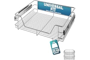 CASARIA® 2x Pull Out Telescopic Kitchen Drawer | For 60cm Units - 56cm Internal Cabinet Dimensions | Chrome-Plated | 20kg Load Capacity | Basket Shelf Organiser Storage Space Saving