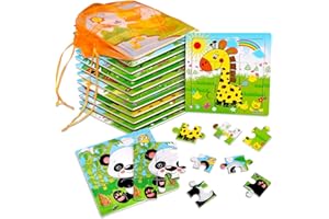 SANNIX Puzzle Enfant 2 3 4 5ans, 12x9 Pièces Puzzle en Bois avec Sac de Rangement Jouet Montessori Puzzles Jeux Educatif Animaux Puzzle pour Enfant Tout-Petits Garçons Filles 2-5 Ans