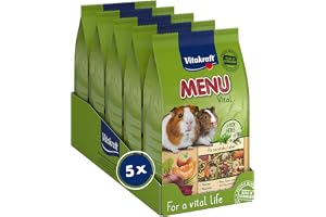 Vitakraft Meny Vital, foder för marsvin, med äpple och pumpa, med örter, utan tillsats av socker och spannmål (5 x 1 kg)