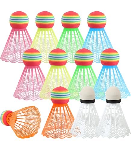 12 Volants Badminton LED Lumineux Multicolores - Intérieur Extérieur