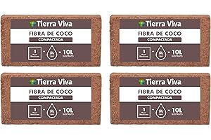 TIERRA VIVA Fibra de Coco para Plantas Natural 4 x 10L | Sustrato de Coco ecológico para Plantas, huerto Urbano, semilleros, Grow y vermicomposteras