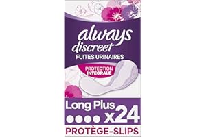 Always Discreet, 96 Protège-Slips Incontinence Femme, Long Plus, Protection Intégrale pour Fuites Urinaires Très Légères, Pack 1 Mois