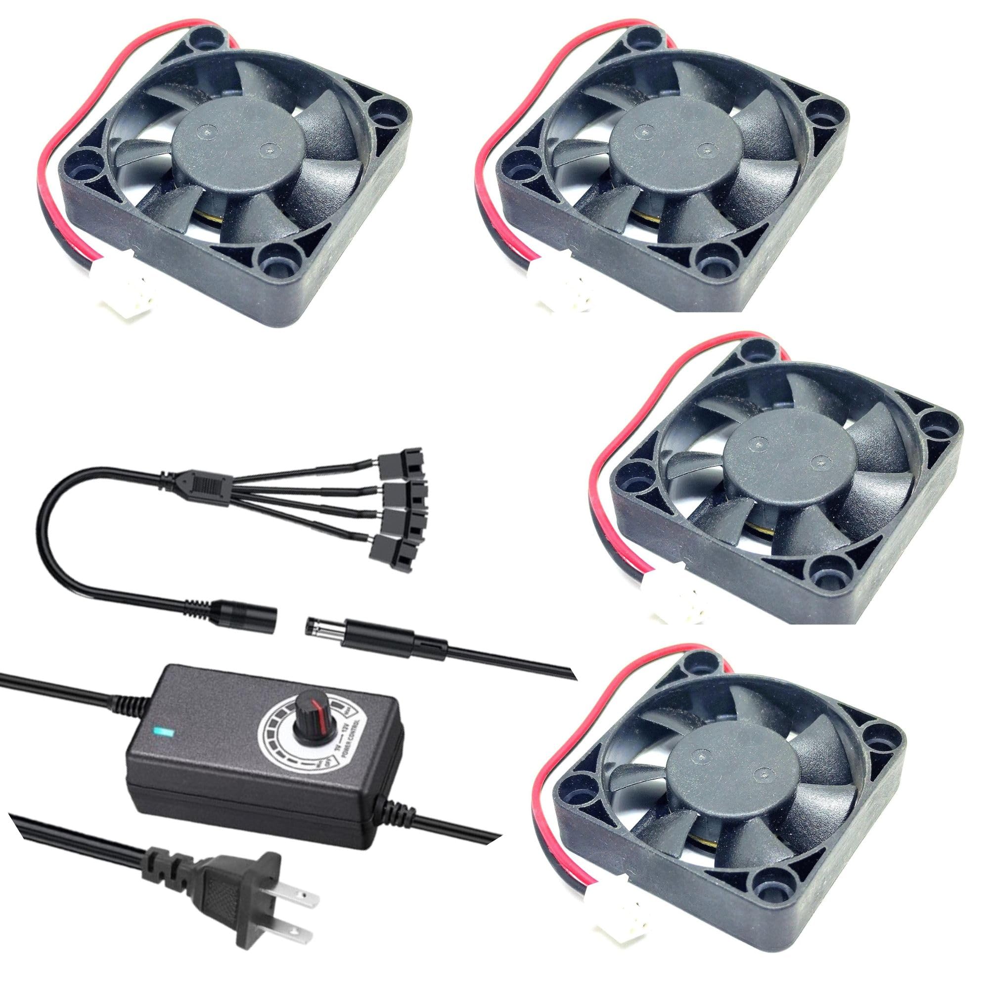 Lighting Hub 4pcs 6015mm dC 12V DC Brushless Fan With Splitter And Speed Controller- Industrial Cooling Fan (60x15mm)