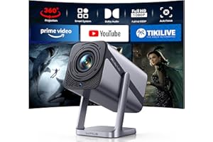 IWIMIUS 【Netflix Officially & Dolby Audio】Mini Projector, 30000Lumen Smart FHD 1080P Portable Projector 4K Support,WiFi6 Bluetooth 50% Zoom 360° Rotatable Short Throw Projectors for Bedroom,Outdoor, Kid Gifts