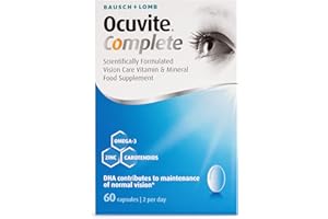 Ocuvite Complete, Eye Supplement Capsules, by Bausch + Lomb, Lutein and Zeaxanthin Supplement with DHA Omega 3 Plus Zinc, Supports Normal Vision, Two Capsules per Day