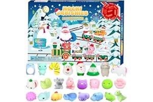 PANSHAN Christmas Fidget Advent Calendar 2024 Soft Rubber Toy Christmas Advent Calendars Gift 24Pcs for Kids Kawaii Animals Santas Toys Xmas Countdown Calendar