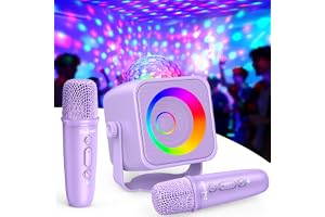 Dislocati Karaoke-maskin med 2 Bluetooth-mikrofoner för barn, present för flickor 3-15 år, musikleksaker Bärbar karaoke-mikro