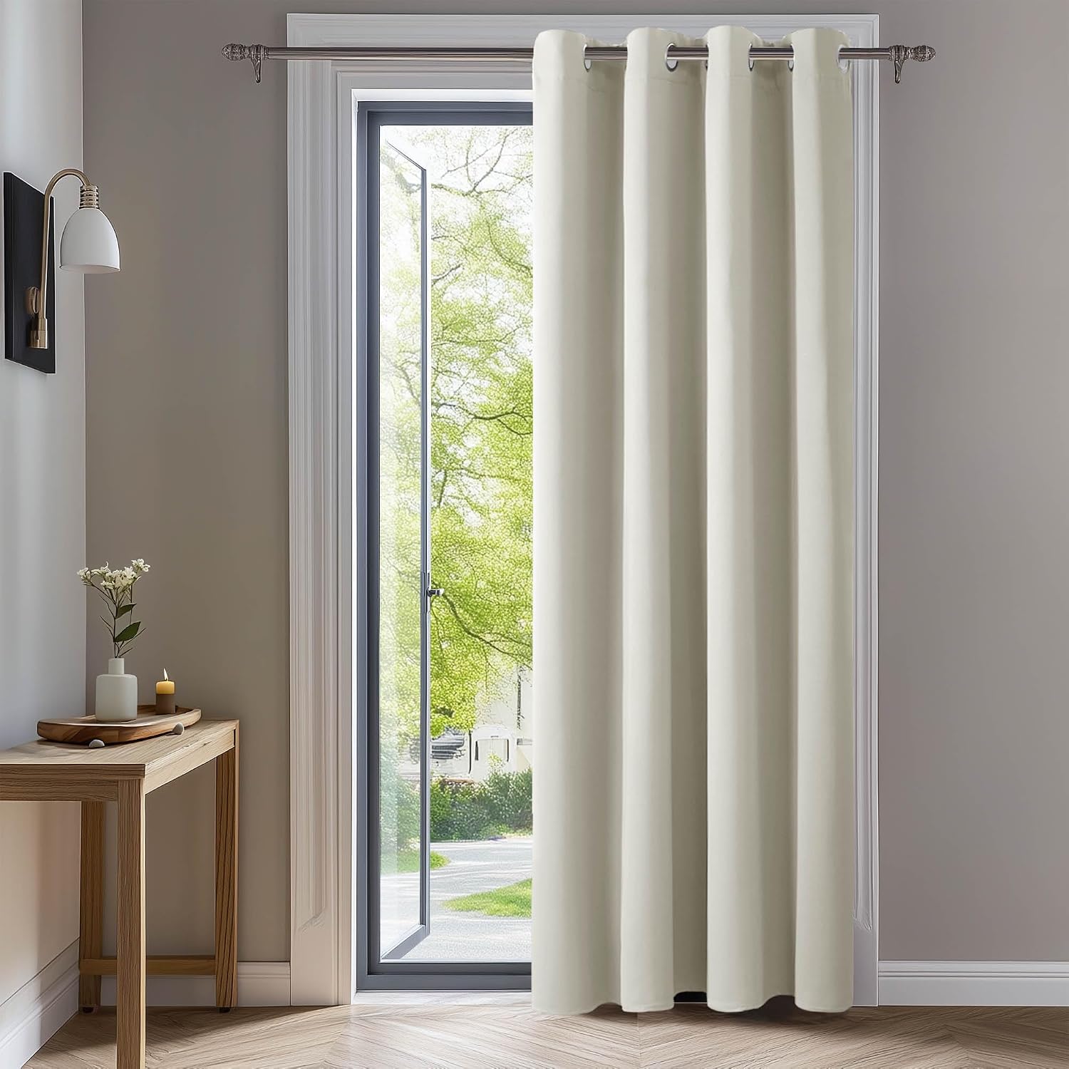 Deconovo Cortinas Dormitorio Salon Opacas Moderna con Ojales, Cortinas Termicas Aislantes Frio y Calor 140x240 cm(Ancho x Alto) Beige Claro, 1 Pieza