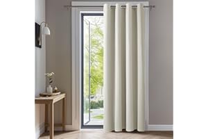 Deconovo Cortinas Salón, Ventana de Habitación, con Aislamiento Térmico, con Ojales, 140x180 cm(Ancho x Alto), Beige Claro, 1 Pieza