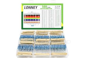 LONNEY Widerständ Sortiment Kit 1W 1% Widerstände Set 50 Werte 500 Stück Metallfilm Widerstand Resistor Kit 1Ohm - 1M Ohm 1W Elektronik Resistors Pack