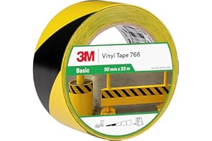 3M Ruban adhésif vinyle 766 hachuré noir/jaune, 50 mm x 33 m
