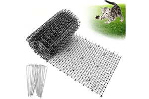 GENCAM Thorn grid, animal deterrent spikes with spikes, cat spike mat for outdoor gardens, animal barrier including 8 garden clips (30 x 200 cm)