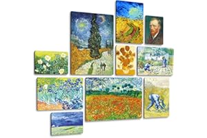 Giallobus - Satz von 10 mehrteiligen Gemälden - Vincent Van Gogh - Van Gogh 2 - MDF-Holz - - 2 x 42x29,7cm - 4 x 29,7x21cm - 4 x 21x14,85cm - - Fertig zum Aufhängen – Gemälde