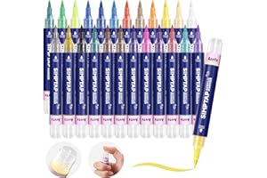 Arrtx Pennarello Acrilico con Azione a Valvola Superiore, Pennarelli a Vernice Acrilica Simptap da 24 Colori, Pennarelli a Vernice a Base d'Acqua per Pittura su Pietra, Vetro,Uova di Pasqua e Tessuti