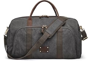 S-ZONE Torba podróżna 50 l, płócienna torba transportowa, blokująca RFID, torba weekendowa, dla mężczyzn i kobiet, Czarny, XL