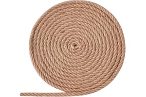 XINSHUNCAN 6mm Jute Rope,30 M/100 Feet 4-Strand Natural Thick Strong Hemp Rope For Crafts Rope,DIY Cat Scratch Post,Garden Bundling,Decorating