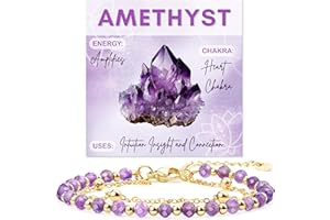 Farfume Bracciale Pietre Naturali per Donna Perle in Pietra Naturale da 4mm Gemme Lavorate a Mano Gioielli Ideale Regalo