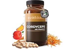 ‎VIKTILABS Viktilabs© Premium Cordyceps Vitalpilze Kapseln mit Vitamin C aus Acerola | Extra hochdosiert - 426 mg Cordyceps Extrakt + 108 mg Pulver pro Kapsel | 70-Tage-Vorrat | Ohne Zusätze