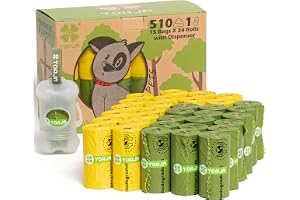 YORJA Hundbajspåsar med dispenser och hållare, 510 husdjursbajspåsar, extra tjocka och starka, 100 % läckagesäkra, biologiskt