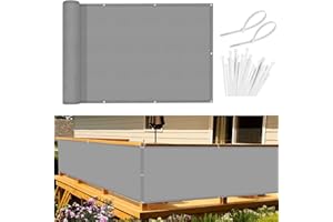 Sunnylaxx Brise Vue Balcon Gris 90x500 cm, Cache Brise Balcon pour Jardin Exterior PES 170g/㎡, avec Trous et Serre câbles, UV Résistant