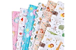 BBLIKE Carta da regalo, 6 fogli, carta da regalo per compleanno, 70 x 50 cm, carta piegata, per compleanno, inizio della scuola per San Valentino Festa Valentine's Day Fai da Te (A)