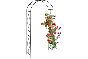 Relaxdays Rosenbogen Metall, Torbogen Garten, HxBxT: 230 x 100 x 40 cm, Stabiler Rankbogen für Kletterpflanzen, schwarz